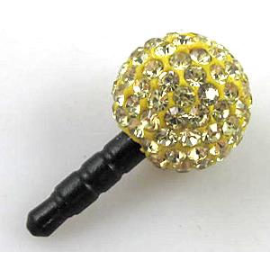 Earphone Jack Dust Cap Plug, fimo with mideast rhinestone, light gold