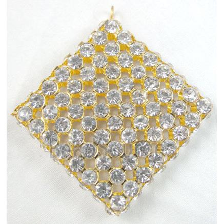 Middle East Rhinestone Pendant for earring, Square, gold plated