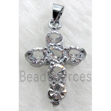 Rhinestone, Cross Pendant, Clear