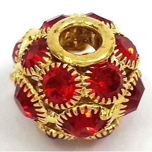 Round mideast rhinestone bead, gold