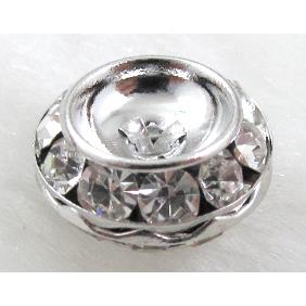 Clear Rondelles Middle East Rhinestone Beads with Platinum Plated, Nickel free