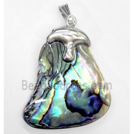 Paua Abalone shell pendant, freeform