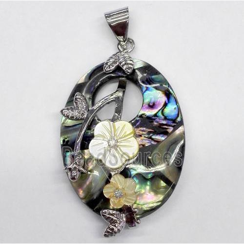 Paua Abalone shell pendant, oval