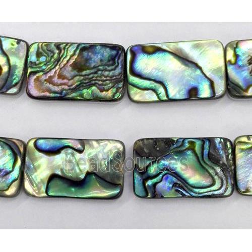 Paua Abalone shell bead, rectangle