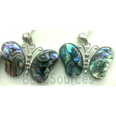 Paua Abalone shell pendant, butterfly, mixed