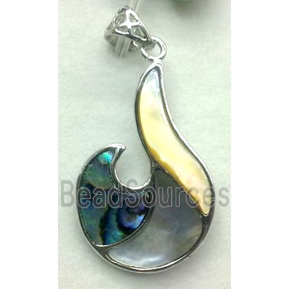 Paua Abalone shell pendant, mxied