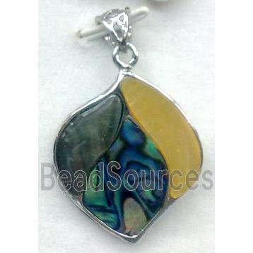 Paua Abalone shell pendant, mxied