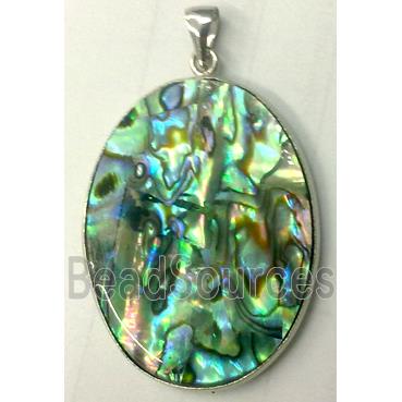 Paua Abalone shell pendant, oval, mxied