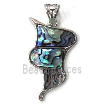 Paua Abalone shell pendant, mxied