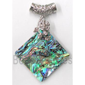 Paua Abalone shell pendant, square, mxied