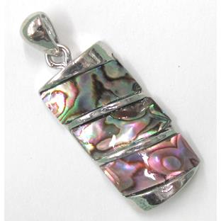 Paua Abalone shell pendant, rectangle, mxied