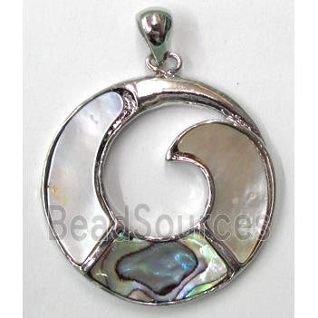 Paua Abalone shell taichi pendant, mxied