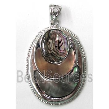 Paua Abalone shell pendant, oval, mxied