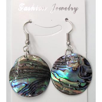 Paua Abalone shell earring, flat-round, mxied