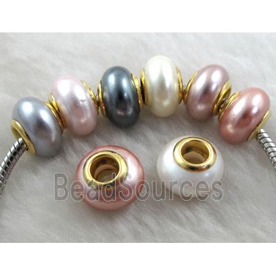 pearlized shell beads, rondelle, Mixed color