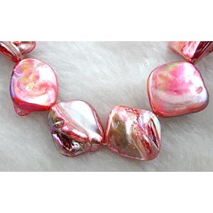 15 inches strand of freshwater shell beads, freeform, pink AB-Color