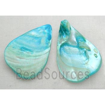 15.5 inches string of freshwater shell beads, teardrop, aqua