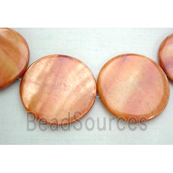 freshwater shell beads, flat-round, pink