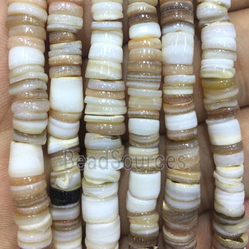 Shell heishi spacer beads, natural color