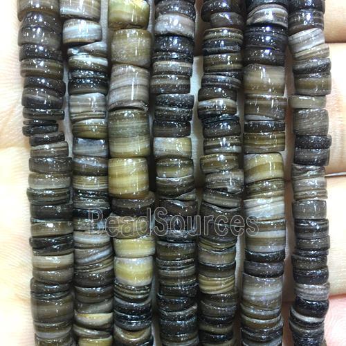 Shell heishi beads, coffee