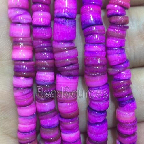 Shell heishi beads, purple