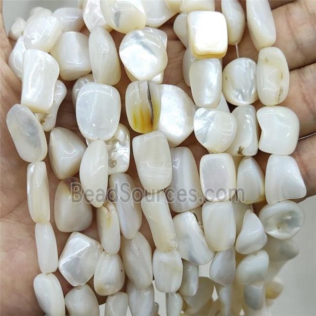 Natural MOP Shell Beads Freeform White