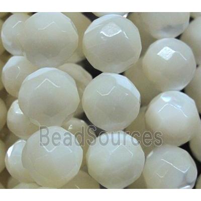 white mother of pearl beads, faceted round