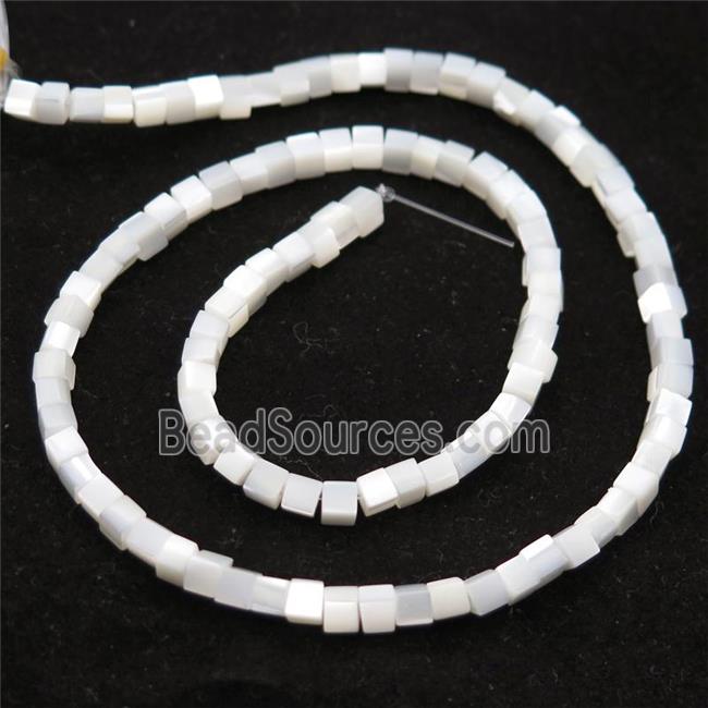 white mother of pearl beads, shell cube