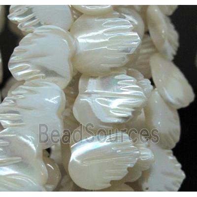 white mother of pearl bead, heart