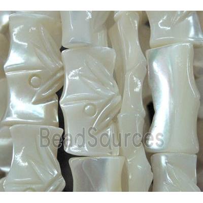 White MOP Shell Beads Bamboo Carved