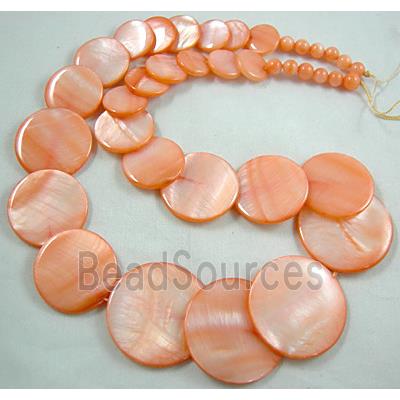 17 inches of freshwater shell necklace, pink