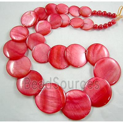 17 inches of freshwater shell necklace, red