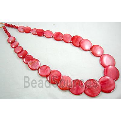 17 inches of freshwater shell necklace, red