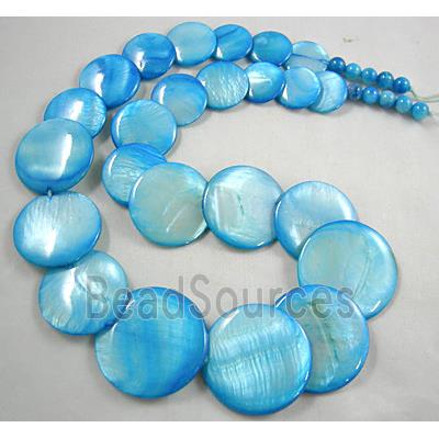 17 inches of freshwater shell necklace, aqua