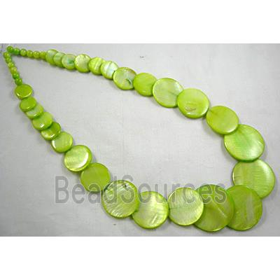 17 inches of freshwater shell necklace, olive