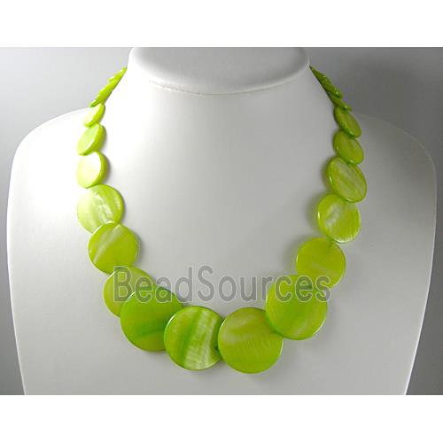 17 inches of freshwater shell necklace, olive