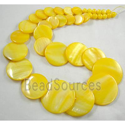 17 inches of freshwater shell necklace, yellow