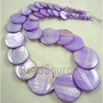 17 inches of freshwater shell necklace, lavender