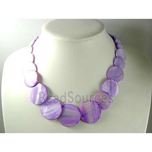 17 inches of freshwater shell necklace, lavender