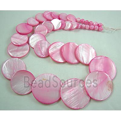 17 inches of freshwater shell necklace, hot-pink