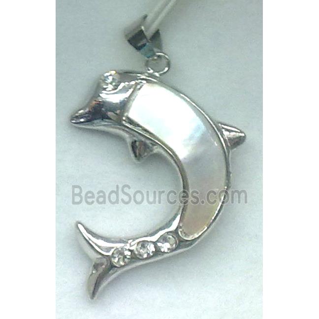 Mother of Pearl, Pendant, dolphin, white