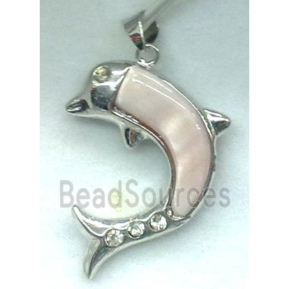 Mother of Pearl, Pendant, dolphin, white