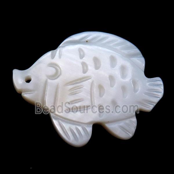 white shell fish pendant