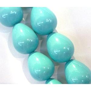 Pearlized Shell Beads, teardrop, aqua