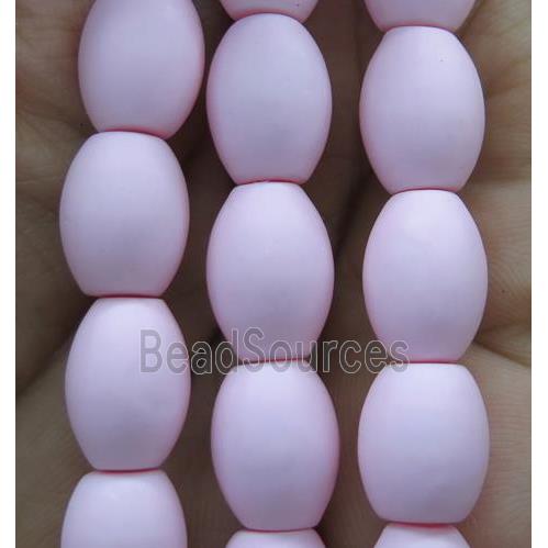 lt.purple matte pearlized shell beads, barrel