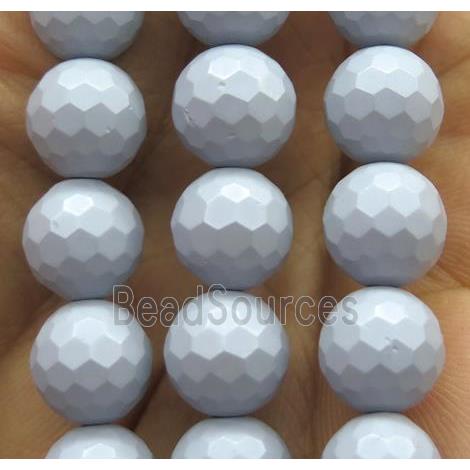 matte pearlized shell bead, faceted round