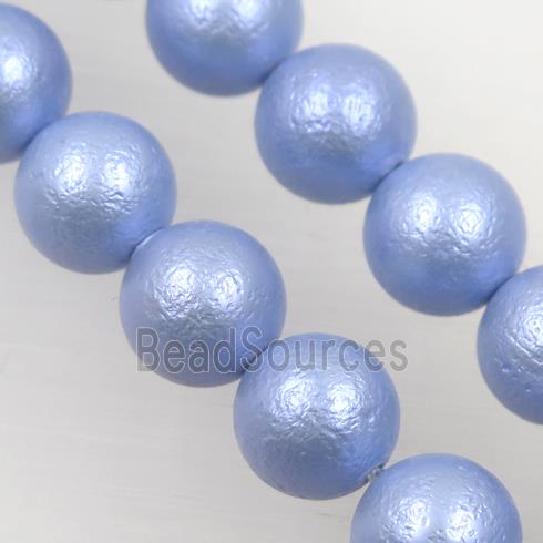 round matte blue pearlized shell beads