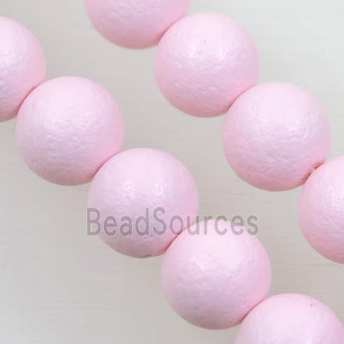 round matte pink pearlized shell beads