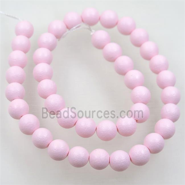 round matte pink pearlized shell beads