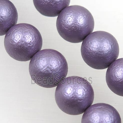 round matte purple pearlized shell beads